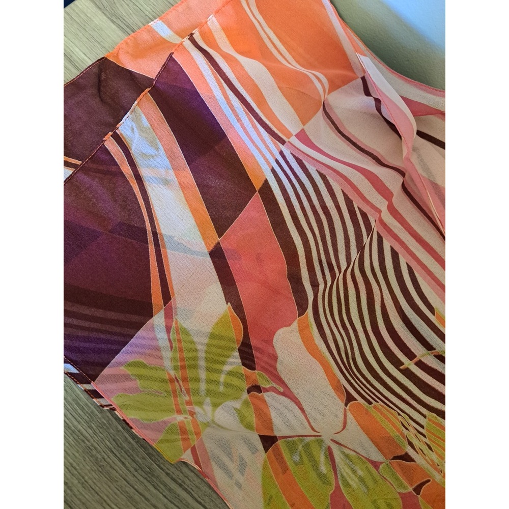 Italian Made 100 Percent Polyester Fashion Scarf Bold Geometric Floral Print